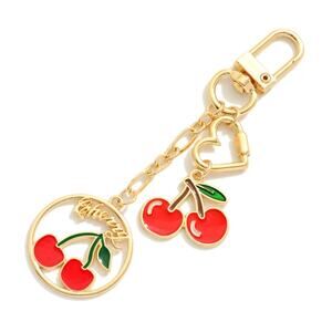 Enamel Cherries Chain Link Keyring Bag Charm